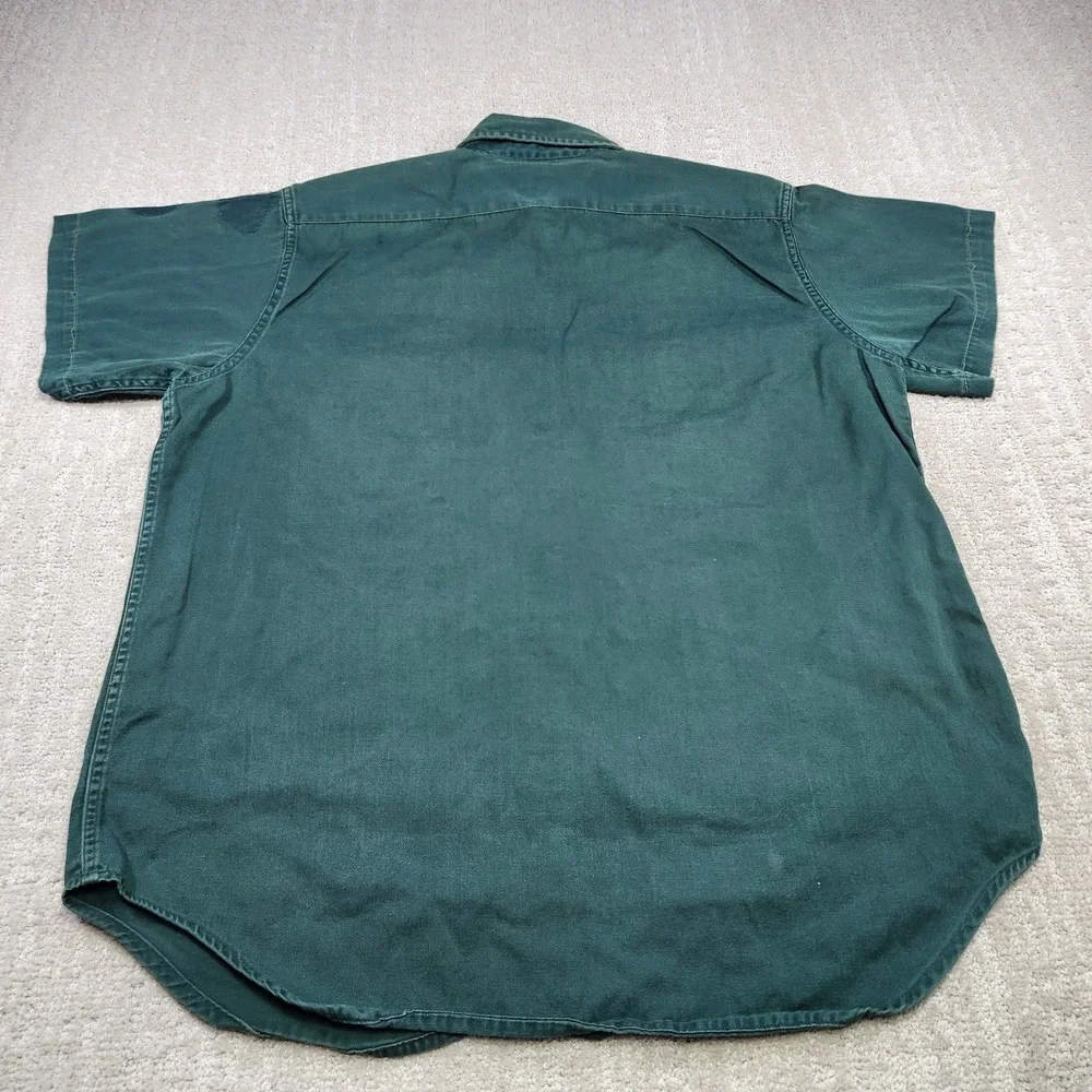 Vintage 50s Boy Scouts Shirt Fits Men L Sanforized Cotton Green Button Up USA